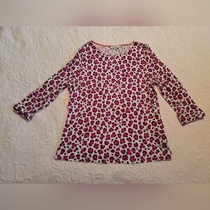 Boden women's size US 12 pink and white 3/4 sleeve shirt EUC